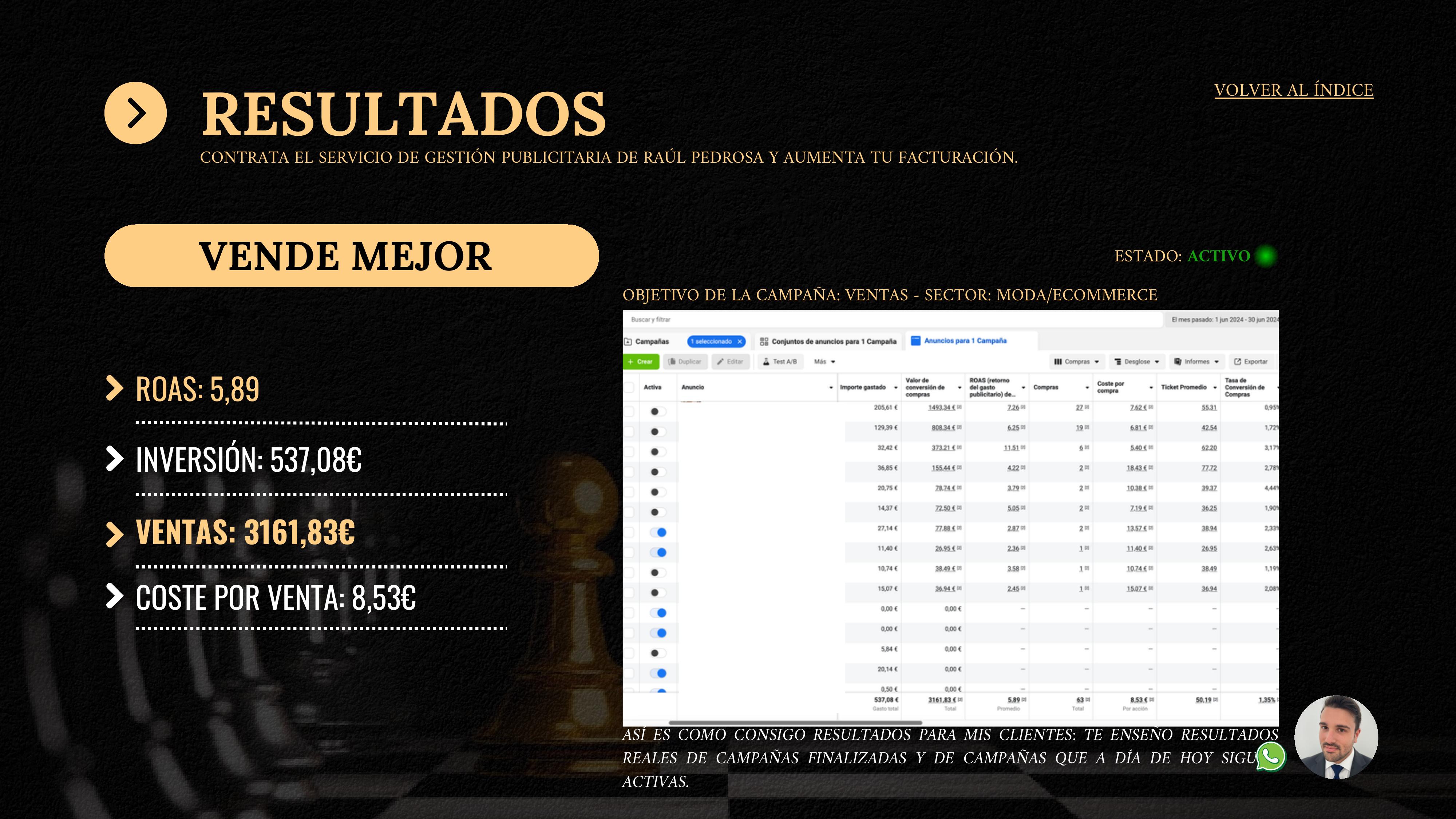 Captura Business Manager — Meta Ads La Mar de Angela · ROAS ×5,89