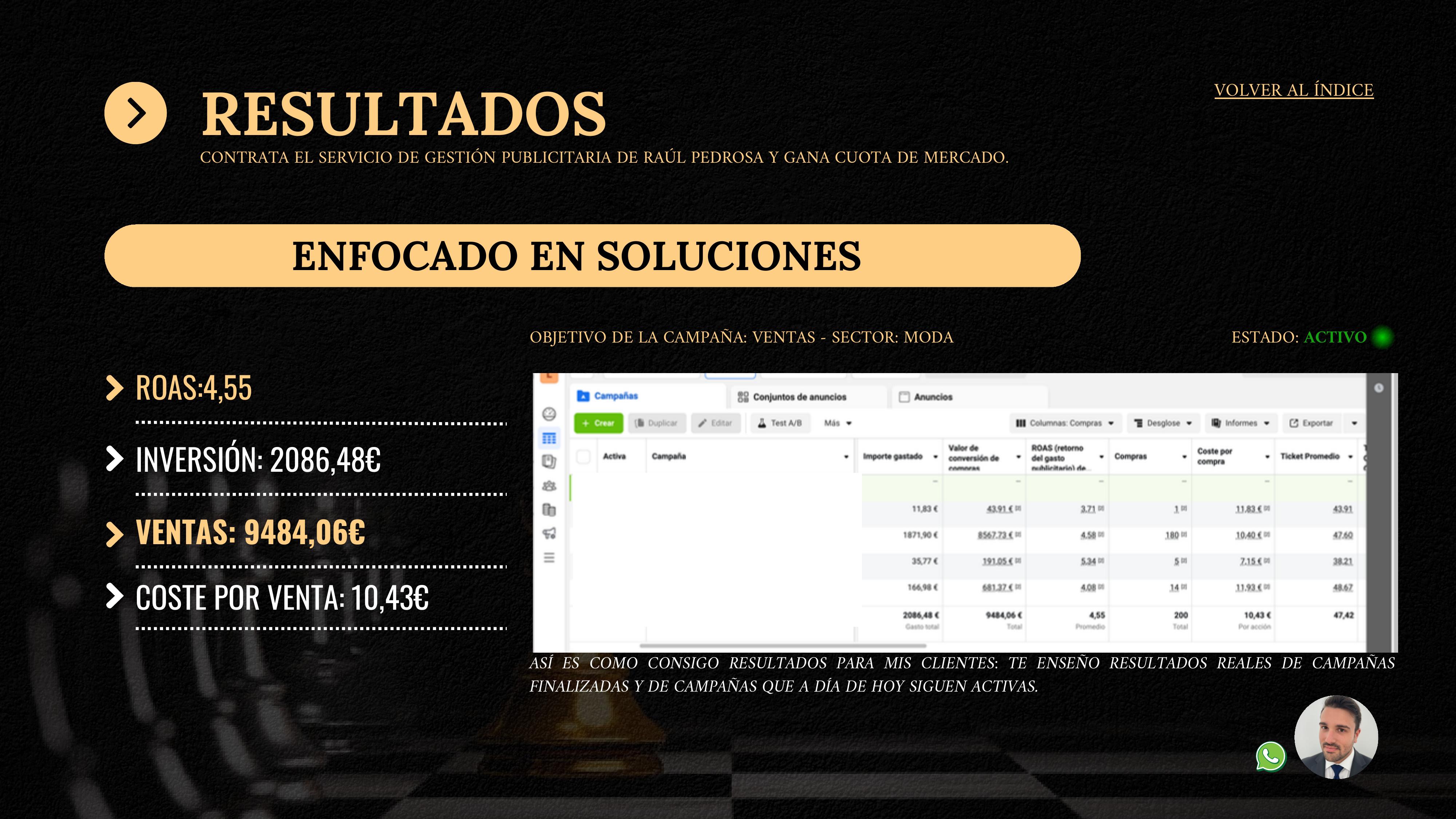 Captura Business Manager — Meta Ads Moda eCommerce II · ROAS ×4,55