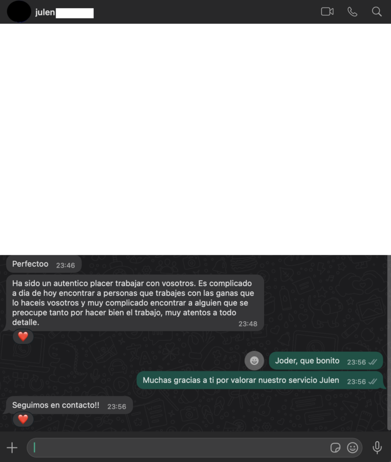Conversación original con Julen, con sus datos personales ocultos